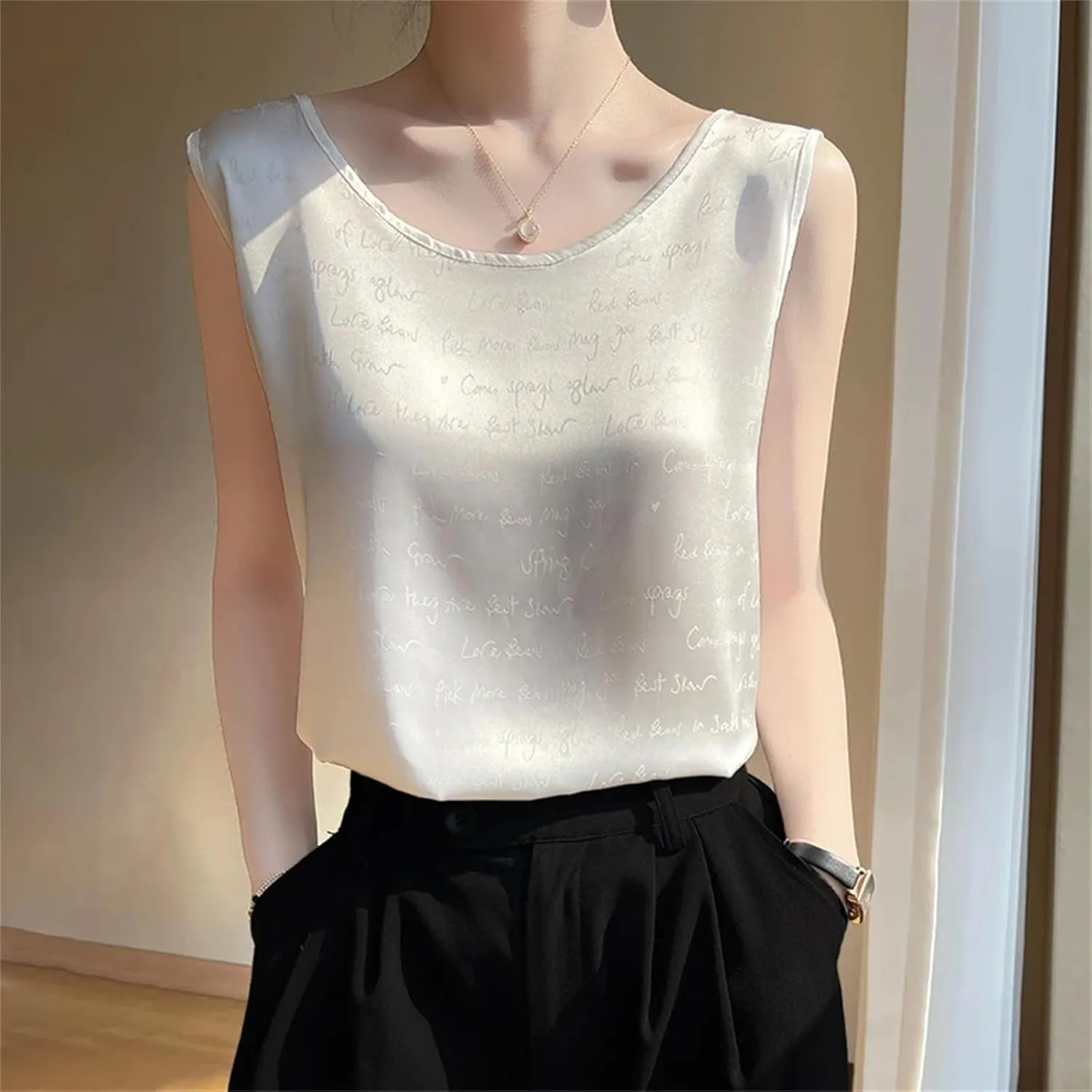 Women's Summer Thin Sleeveless Tank Tops for Women Trendy Satin Sling Silk Camisole