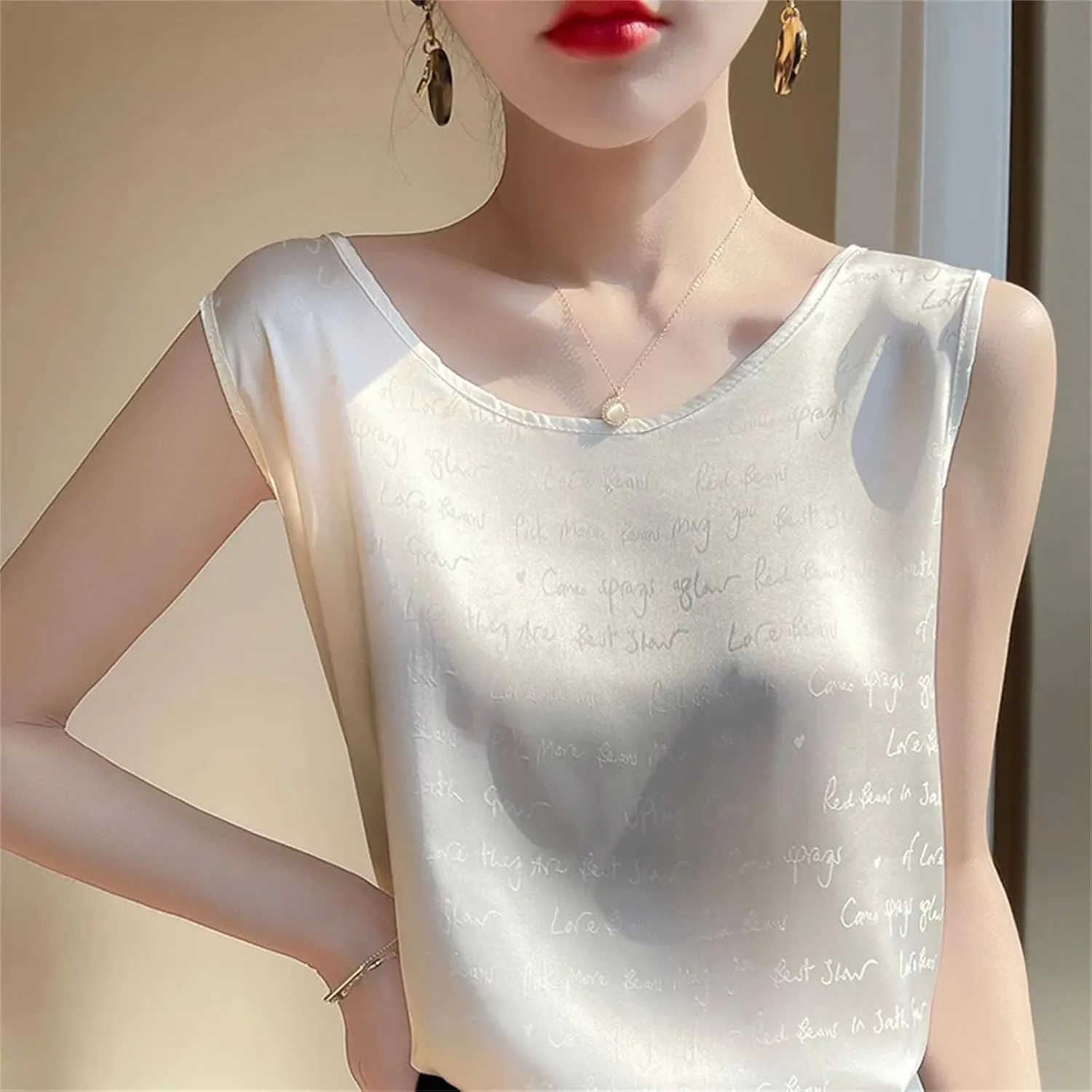 Women's Summer Thin Sleeveless Tank Tops for Women Trendy Satin Sling Silk Camisole