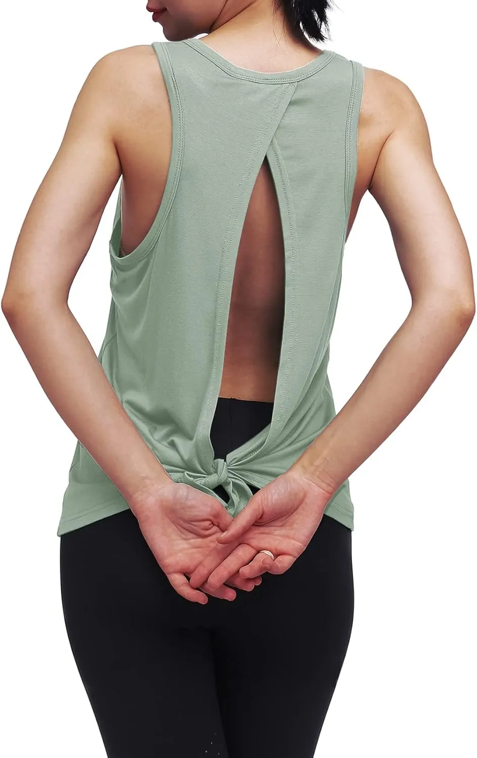 Womens Workout Yoga Tops Open Back Shirts Tie Back Tank Tops with Adjustable Fit