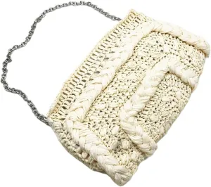 Woven Straw Bag Women Shoulder Bag Chain Knitting Sling Crossbody Bags For Women Handbag Beach Bags(Beige)