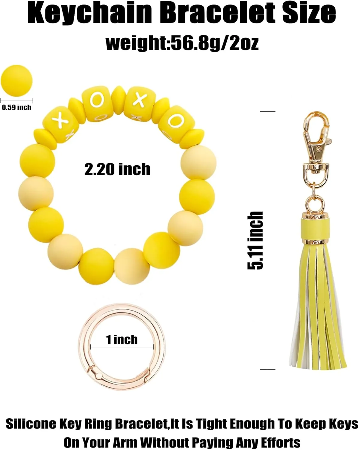 Wrist Bracelet Keychain, Elastic Silicone Key Ring,Cute Car Key Chain Accessories,Beaded Keychain Wristlet for Women