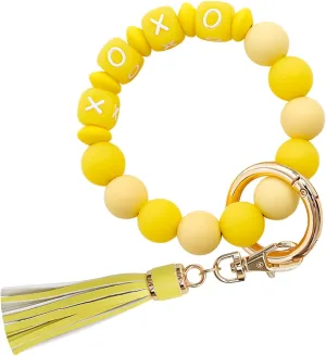 Wrist Bracelet Keychain, Elastic Silicone Key Ring,Cute Car Key Chain Accessories,Beaded Keychain Wristlet for Women