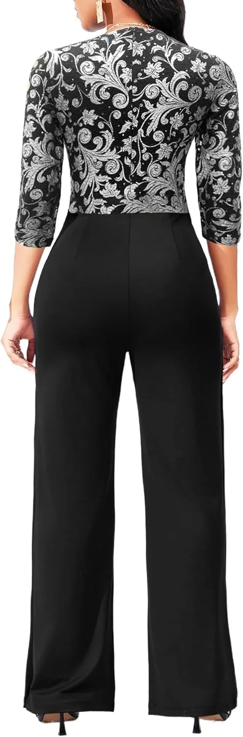 Yiershu Women Elegant jumpsuits Long Split Pants Cocktail silk jumpsuits