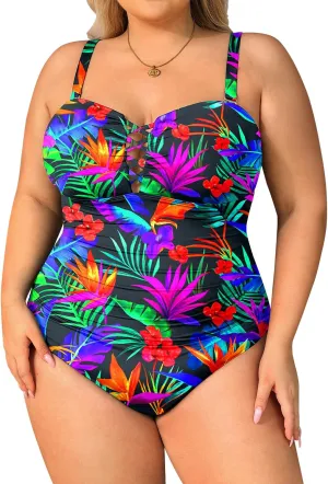 Yonique Plus Size One Piece Swimsuit for Women Tummy Control Bathing Suit Slimming Swimwear