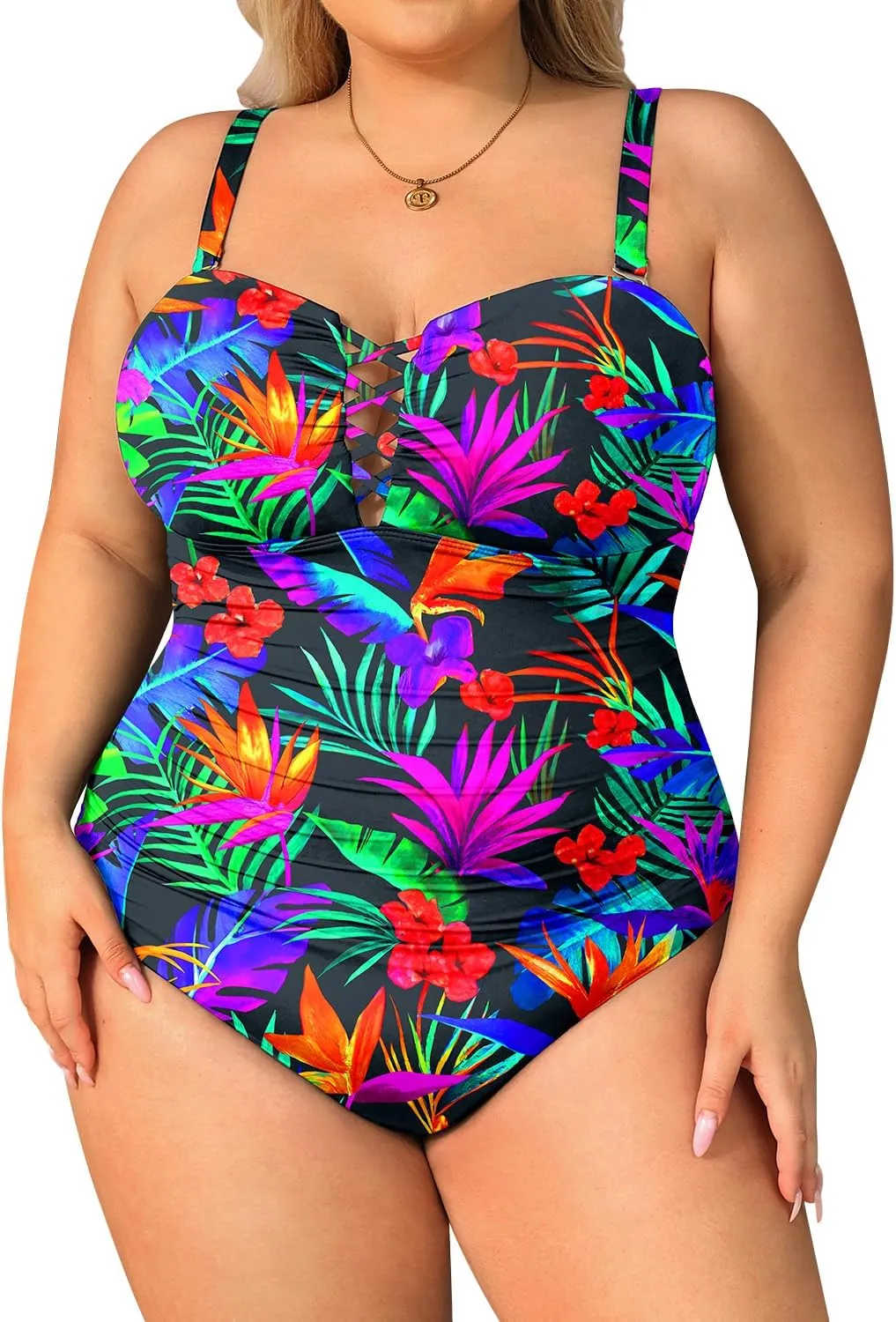 Yonique Plus Size One Piece Swimsuit for Women Tummy Control Bathing Suit Slimming Swimwear