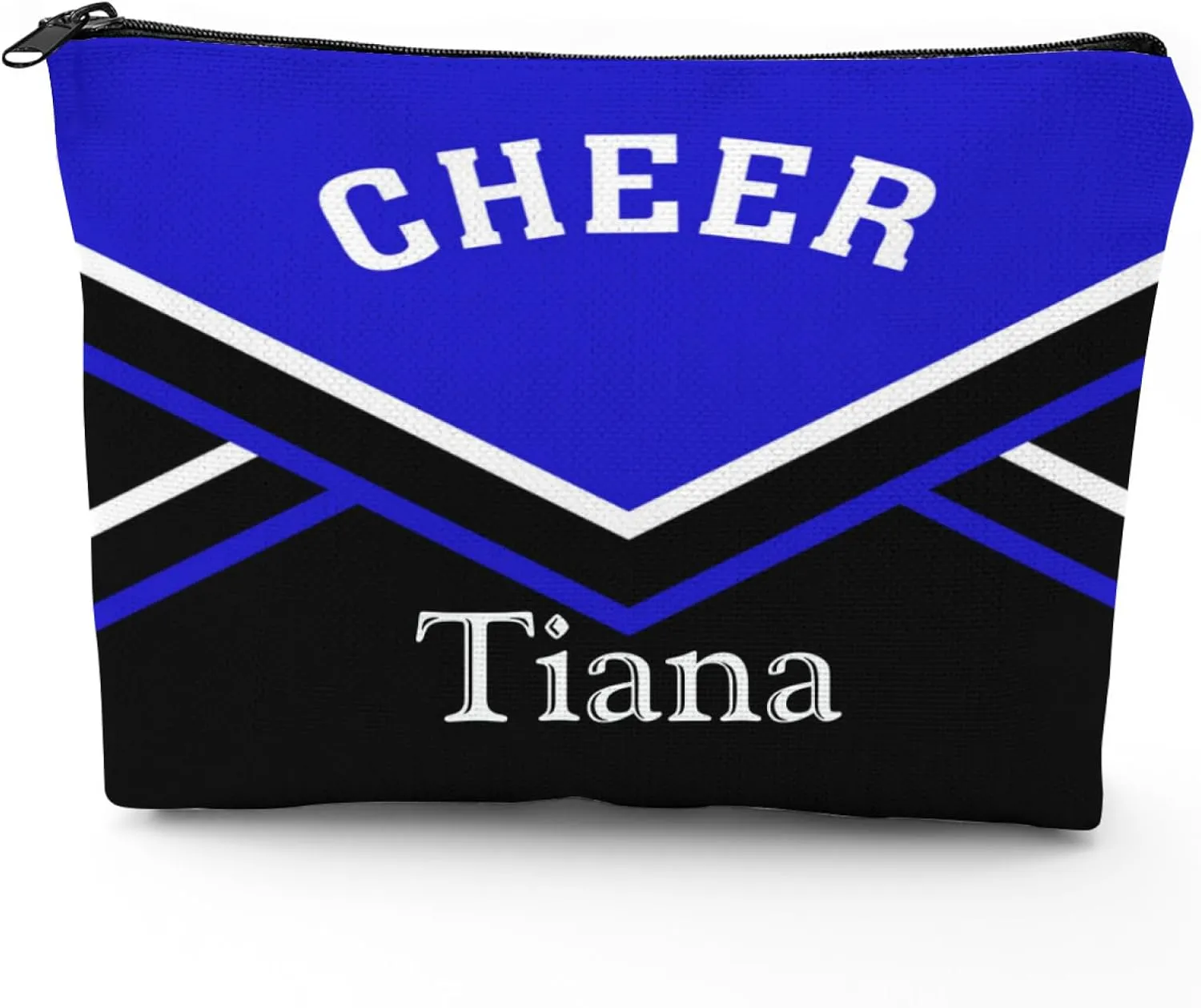 zaaprintblanket Personalized Cheer Blue Cheerleader Cosmetic Bag with Name Text Travel Bag Case for Toiletries Accessories Organizer