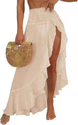 ZAFUL Beach Cover Ups for Women Split Thigh Swim Bathing Suit Summer Vacation Maxi Skirt Swimsuit Coverup 2025
