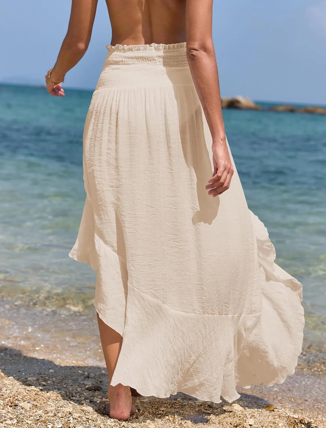 ZAFUL Beach Cover Ups for Women Split Thigh Swim Bathing Suit Summer Vacation Maxi Skirt Swimsuit Coverup 2025