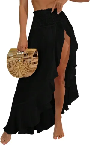 ZAFUL Beach Cover Ups for Women Split Thigh Swim Bathing Suit Summer Vacation Maxi Skirt Swimsuit Coverup 2025