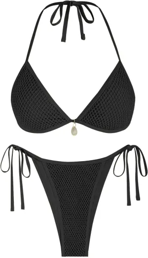ZAFUL Halter Bikini for Women Sexy Bikini Sets Side Tie High Cut Swimsuis Trendy 2 Piece Bathing Suits