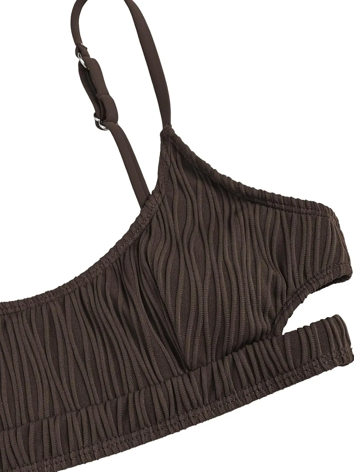 ZAFUL Women's Cutout Bikini Sets Scoop Neck Back Criss Cross Tie Ribbed High Cut Bikini Swimsuit Two Piece Bathing Suits