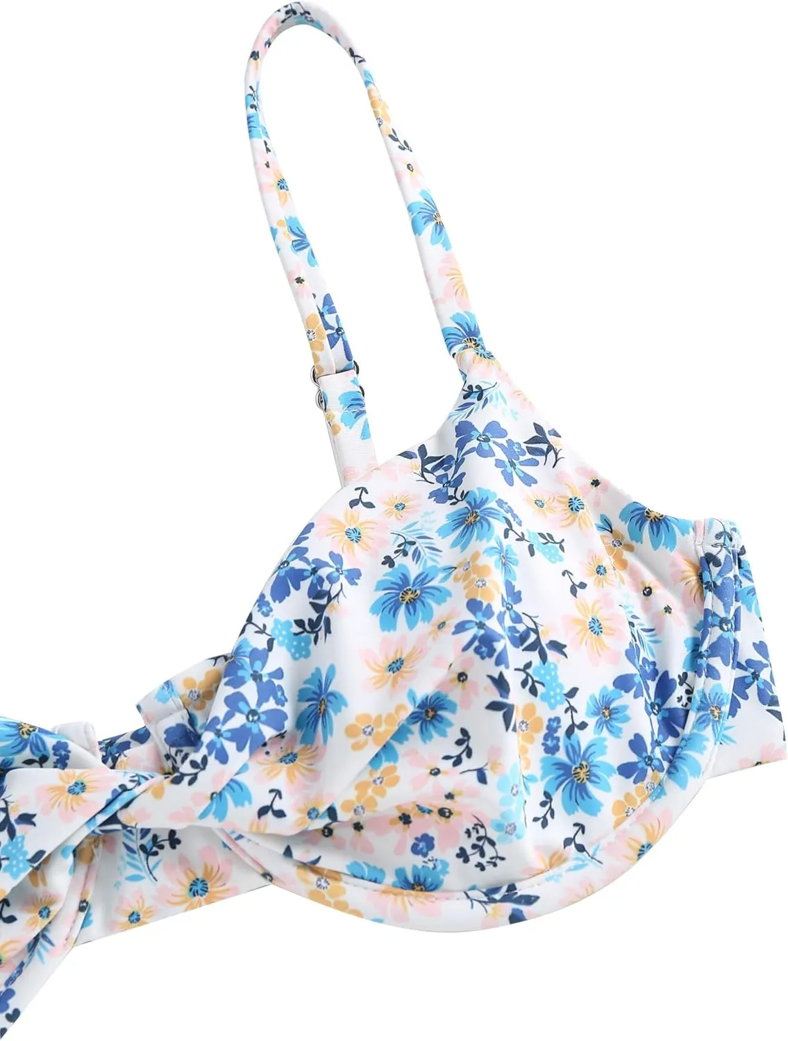 ZAFUL Women's Twist Front Bikini Sets Underwire Tie Back Bikini High Waisted Two Piece Swimsuit